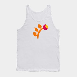 Orange Curvy Flower Tank Top